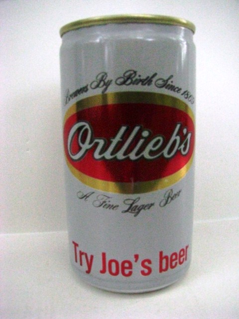 Ortlieb's - Try Joe's Beer - white metallic - aluminum - Click Image to Close